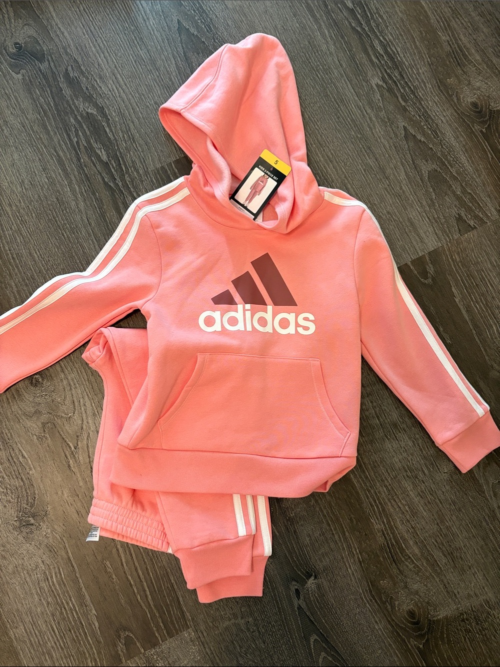 adidas Girls' Pink Hoodie Sweatshirt an - Logo Pullover